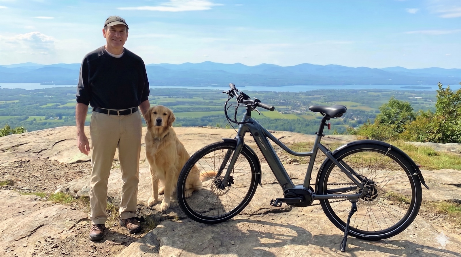 Gar Miller and Hazel on a Vermont mountaintop